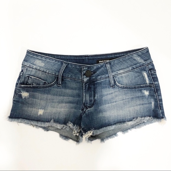 Black Orchid Cut Off Denim Shorts - Picture 1 of 4